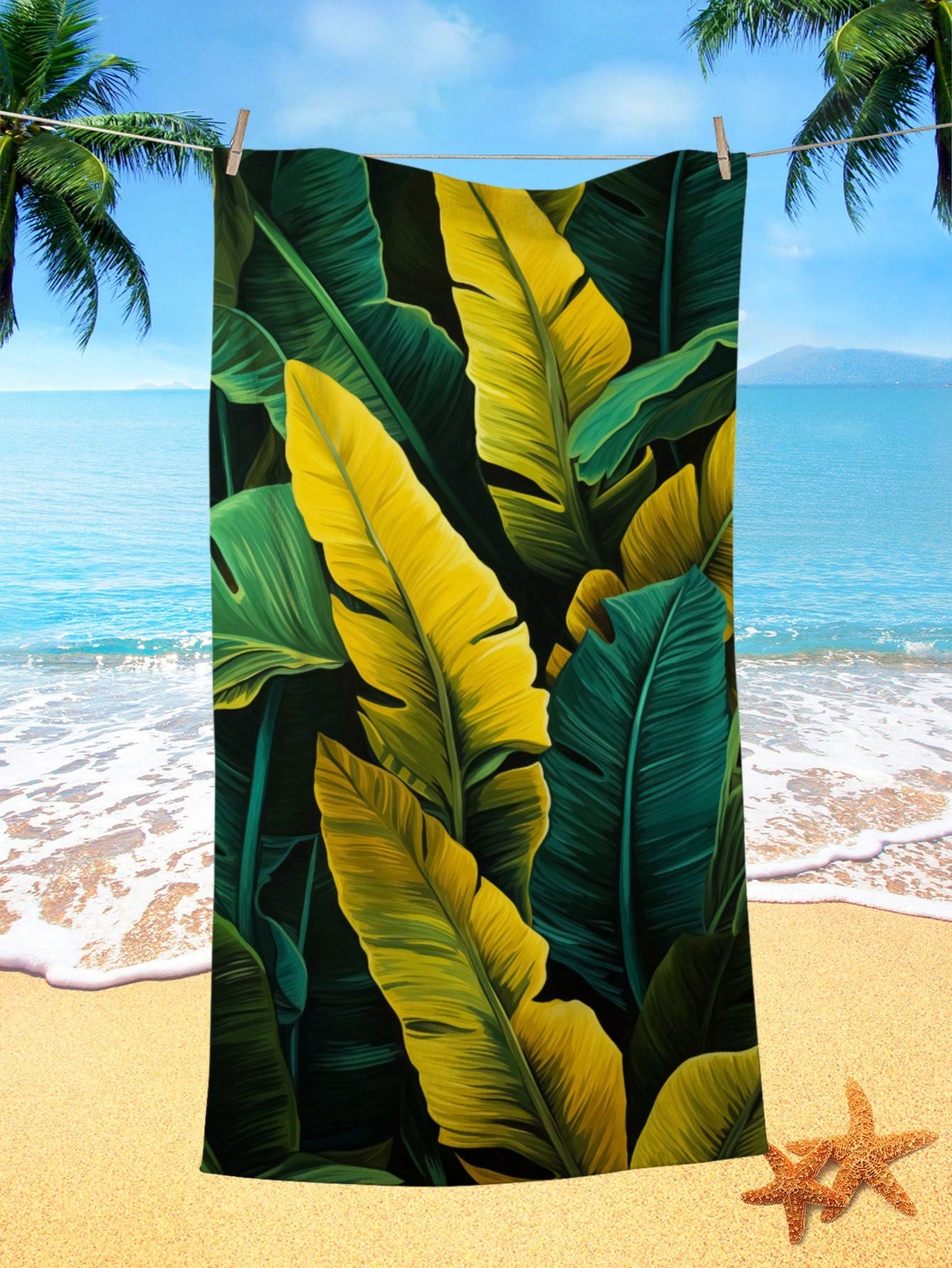 Ultimate Travel Companion: Large Leaf Pattern Beach Towel for Swimming, Camping, and Outdoor Activities