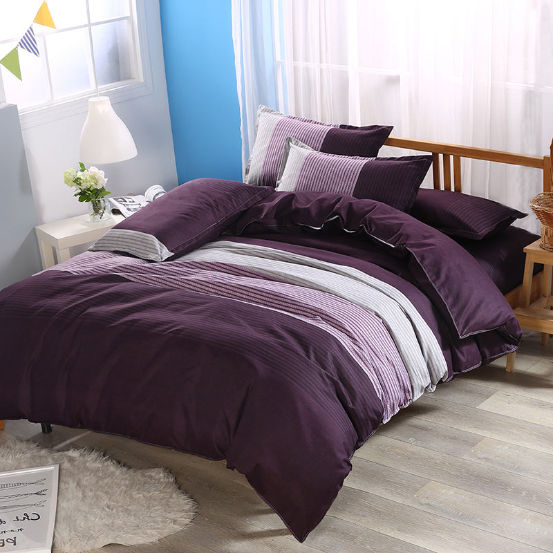 Stripe Colorblock Print Duvet Cover Set - Elegant Bedding for Bedroom or Guest Room(1*Duvet Cover + 2*Pillowcases, Without Core)